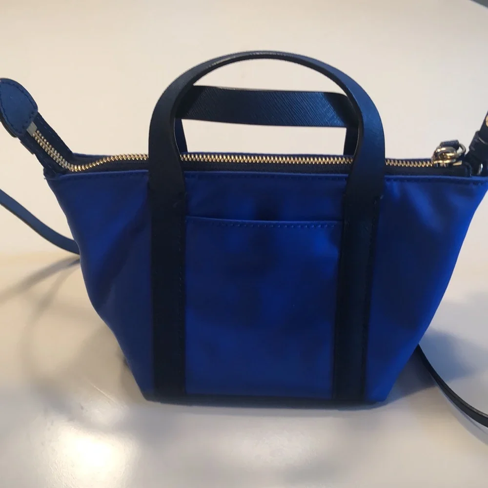 henri bendel cobalt blue crossbody tote with black trim - Picture 4 of 6